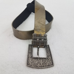 Berge Belt‎ Leather M Gold Italy Silver Ton…